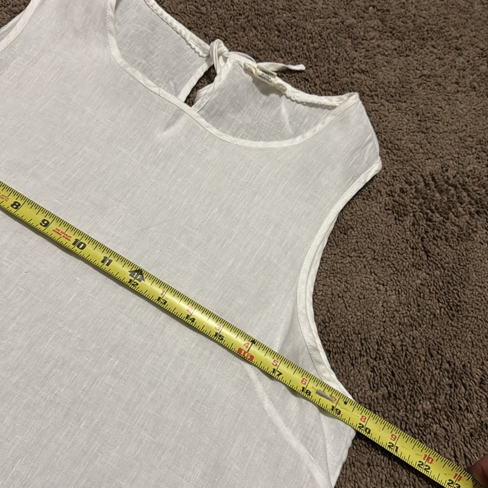 100% Linen-Artisan NY Tank Top-Sz L-Sleeveless-White-Navy Embroidery-EUC - Picture 13 of 15